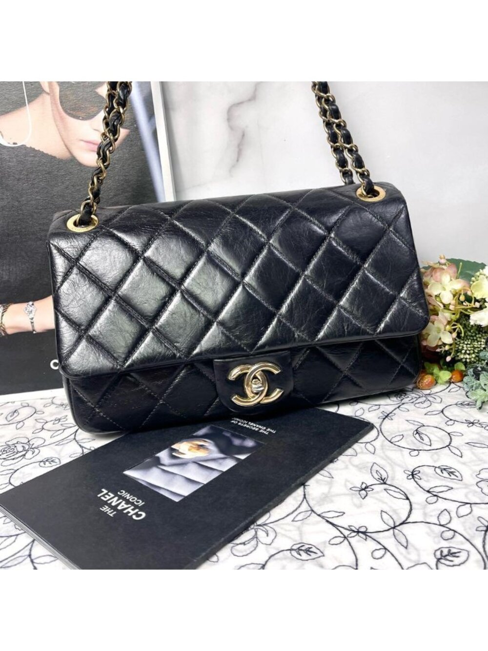 Chanel Side Design Double Flap Bag